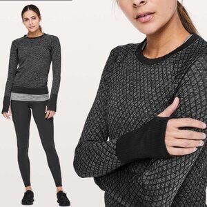 lululemon | Rest Less Long Sleeve Pullover Black Grey Diamond Pattern